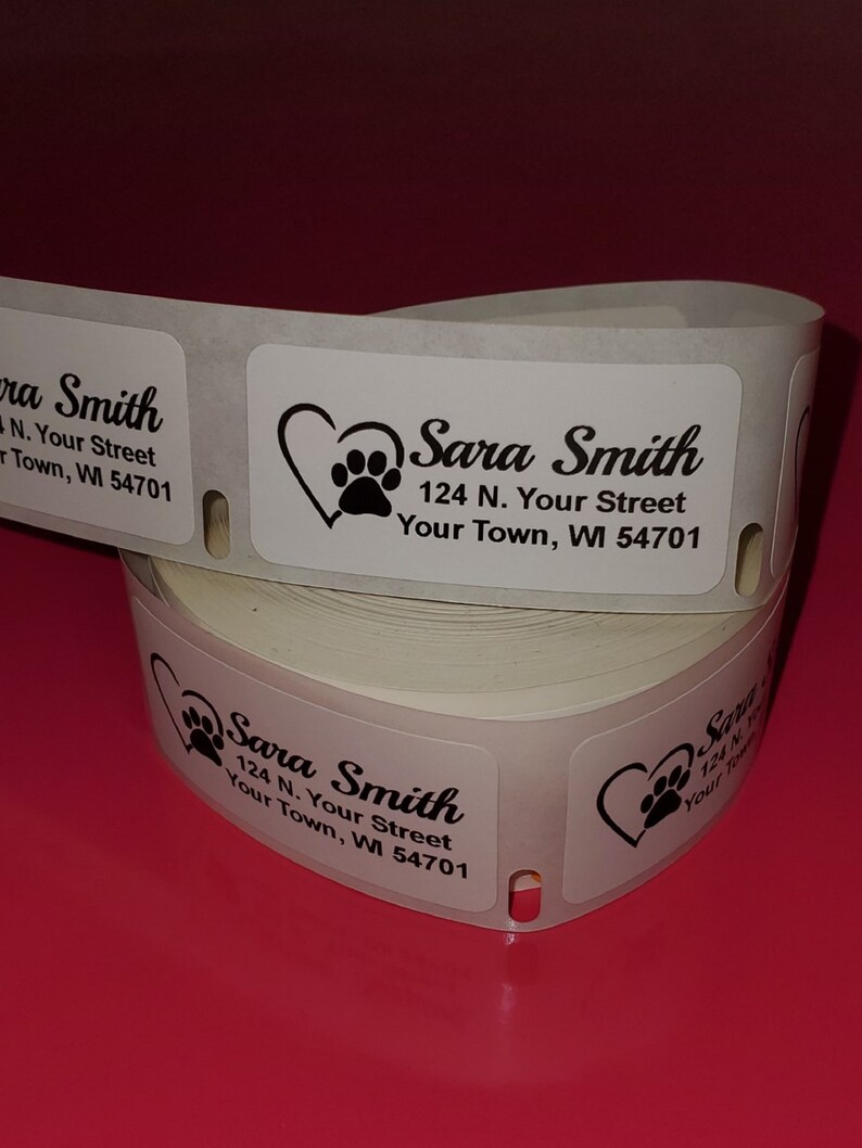 Heart Paw Print Return Address Labels 1 X 2 Etsy