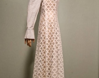 Vintage 70s lace glitter wedding dress. Transparant wedding dress