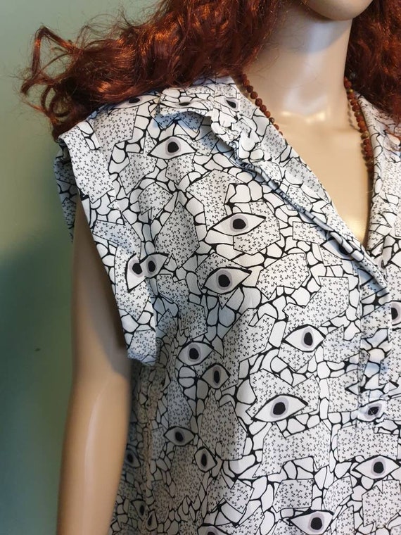 80s vintage shirt psychedelic geometric print eyes