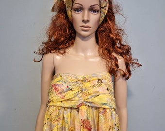 Vintage yellow strapless dress layers