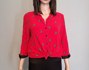 Juffrouw jansen amsterdam red  tiger blouse size m