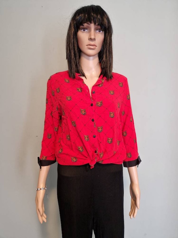 Juffrouw jansen amsterdam red  tiger blouse size m