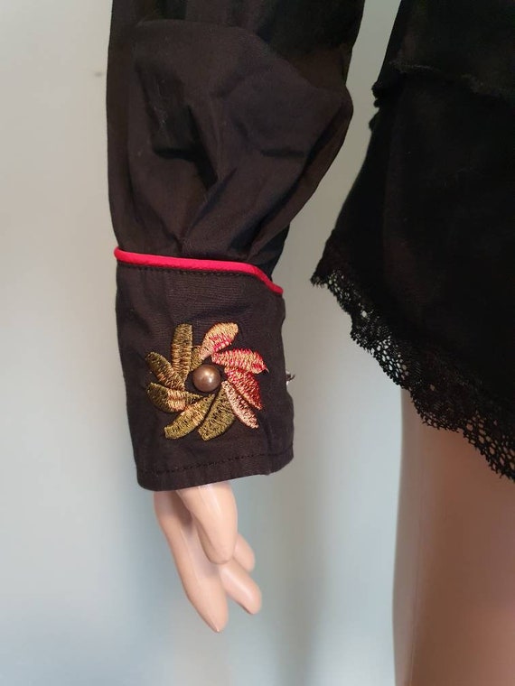 Vintage 80s western cowgirl embroidered blouse ro… - image 3