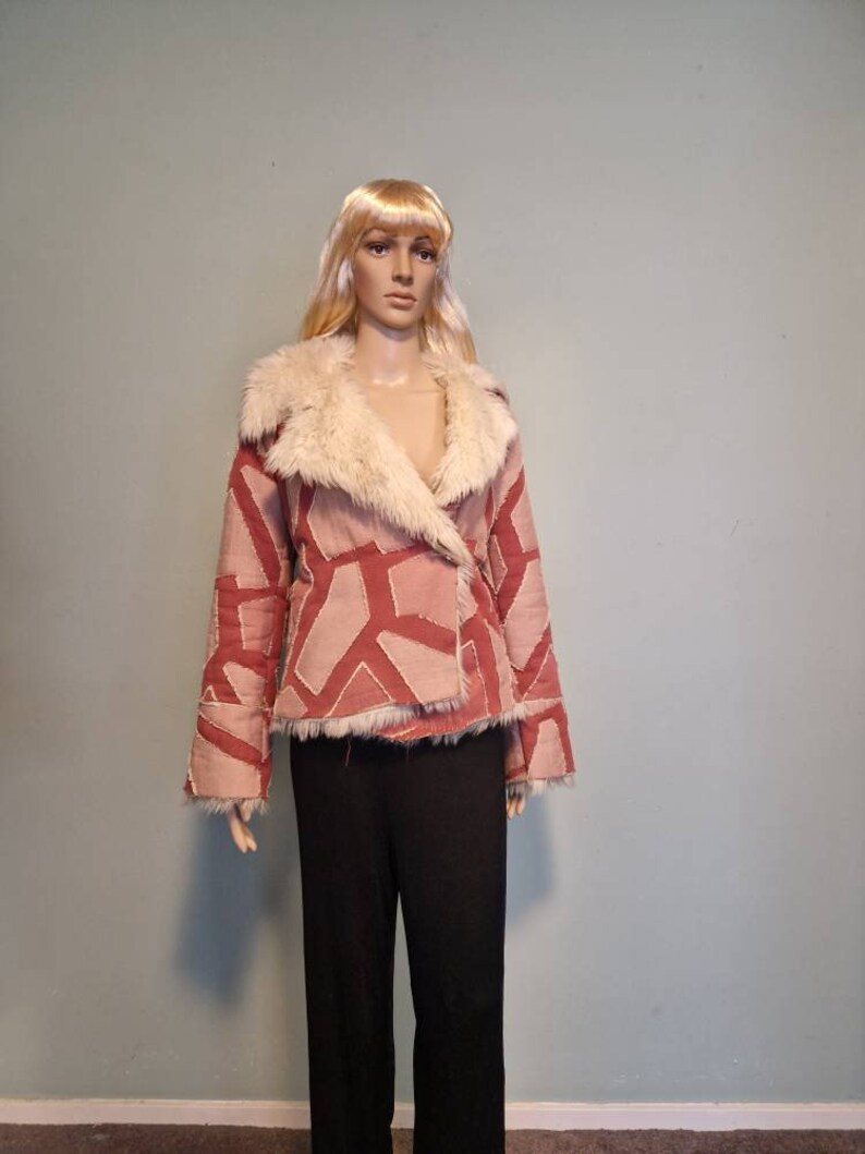 Vintage Pink Patchwork Hippie Coat Penny Lane Jacket Size M/L Etsy