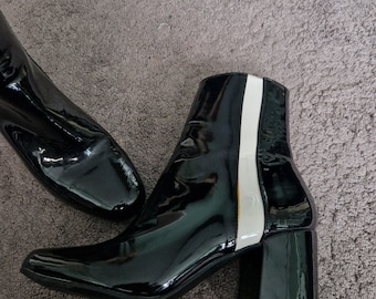 Black laquer ankle boots size 40