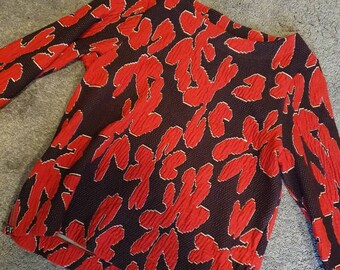 Vintage red kyra&ko sweater patchwork zippers size L