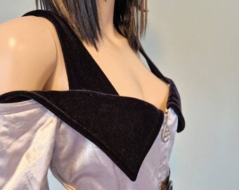 Vintage off schoulder coated silver dress size M to L