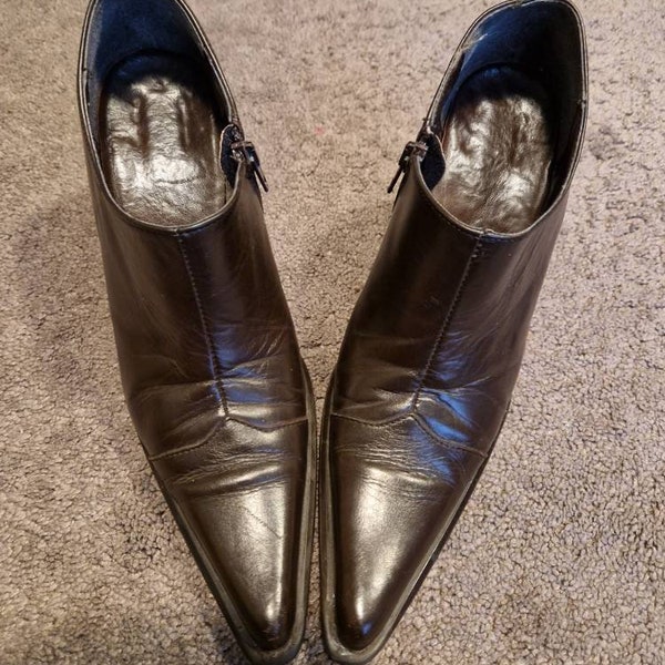 Vintage vegan pointed western shoes dark brown size 38