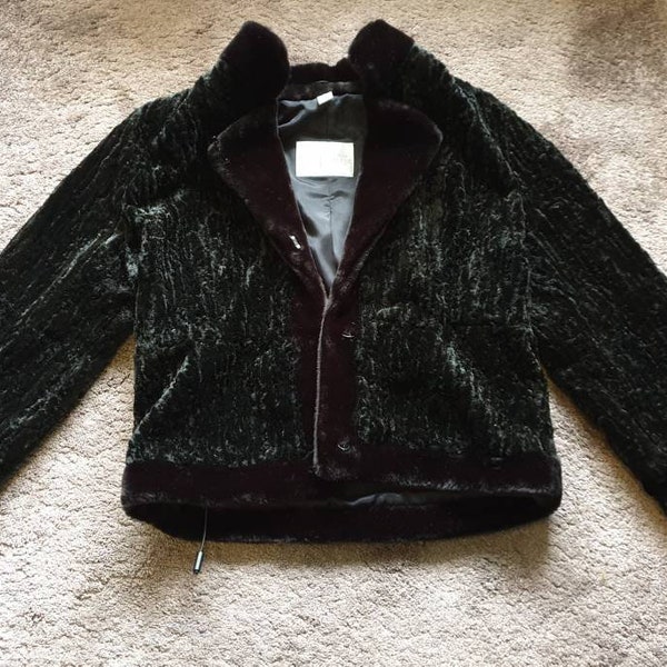 80s vintage fluffy winterjacket Black belgian couture bomber