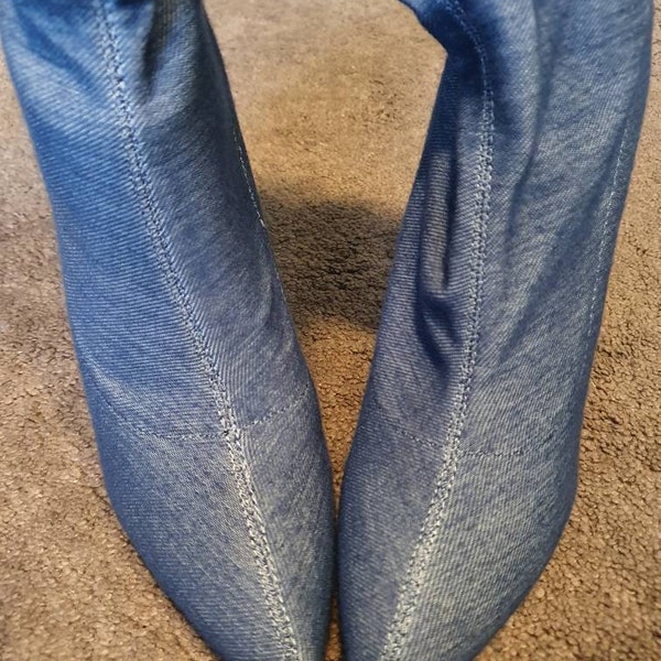 Vintage jeansblau Jeans Flexible stiefel High Heels US9