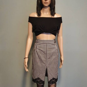 Vintage checkered mini skirt lace punk rock n roll