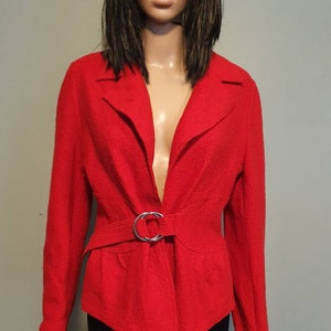 Vintage woolen jacket red merino wool. Size L