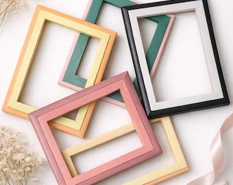 Two-Tone Hardwood Wood Picture Frame: Custom Painted Design