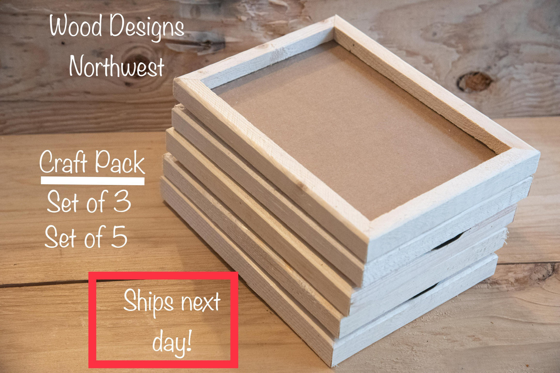 Set of 3 Set of 5 Craft Frame Pack Wood Frames Wood Etsy