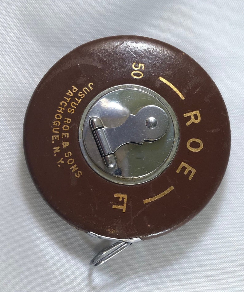 Vintage Justus Roe /& Sons 50ft Metal Tape Measure