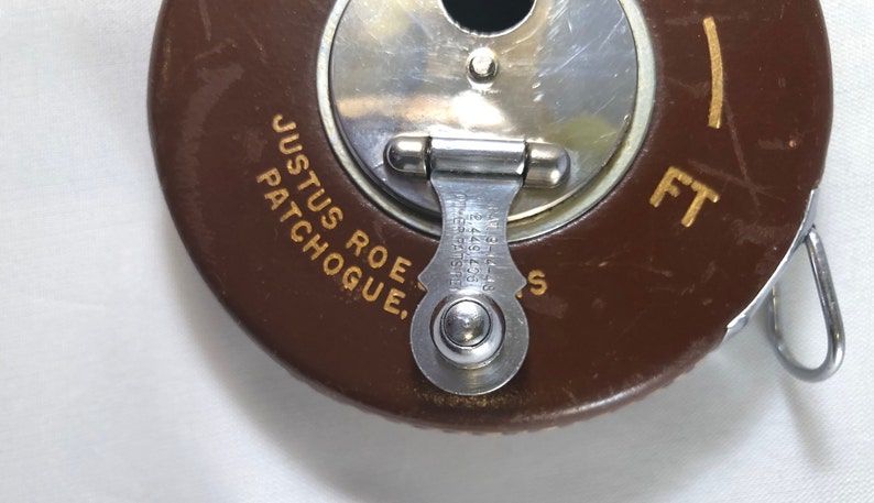 Vintage Justus Roe /& Sons 50ft Metal Tape Measure