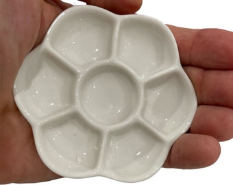 Artist ceramic flower palette for watercolor paint ,gouache, inks, paints, travel, compact size, smooth finish, USA company