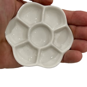 Artist ceramic flower palette for watercolor paint ,gouache, inks, paints, travel, compact size, smooth finish, USA company