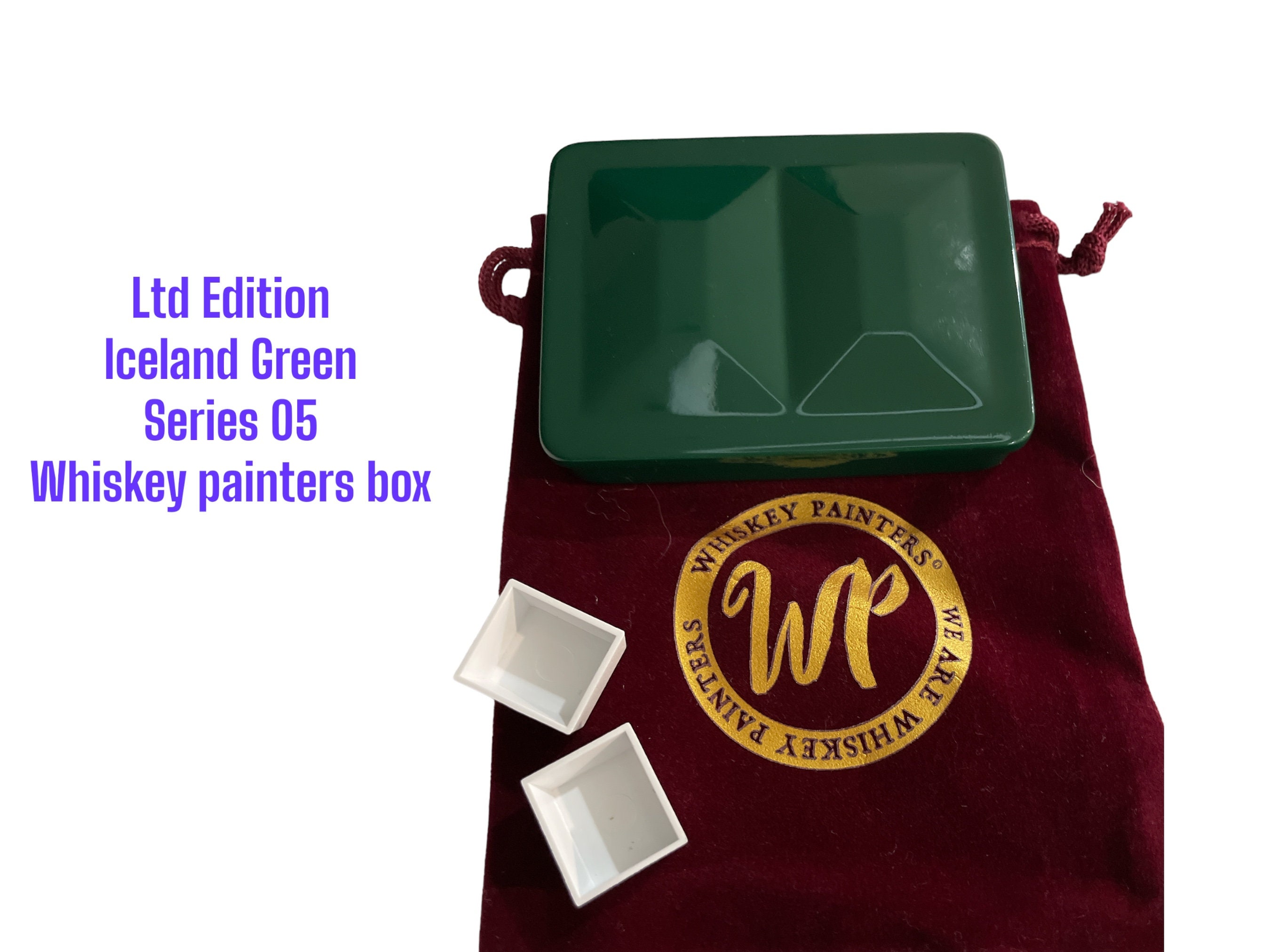 Whiskey painters Napoleon Iceland Green, watercolor paint artist travel metal palette box, pocket size, half pan palette, made in Italy