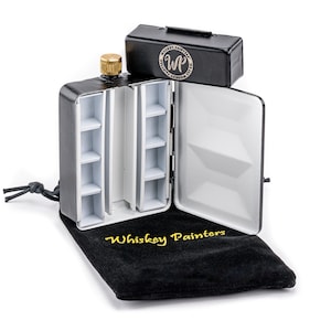 Artist watercolor metal flask paint palette travel box,Scottie Whiskey painters travel field flask paint palette box, made in Italy, SALE!
