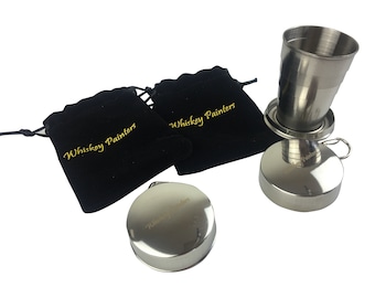 NEW! Original Whiskey Painters Folding Stainless Steel Cup For Watercolor On The Go ~ Portable Key chain~ Compact , TSA friendly USA Company