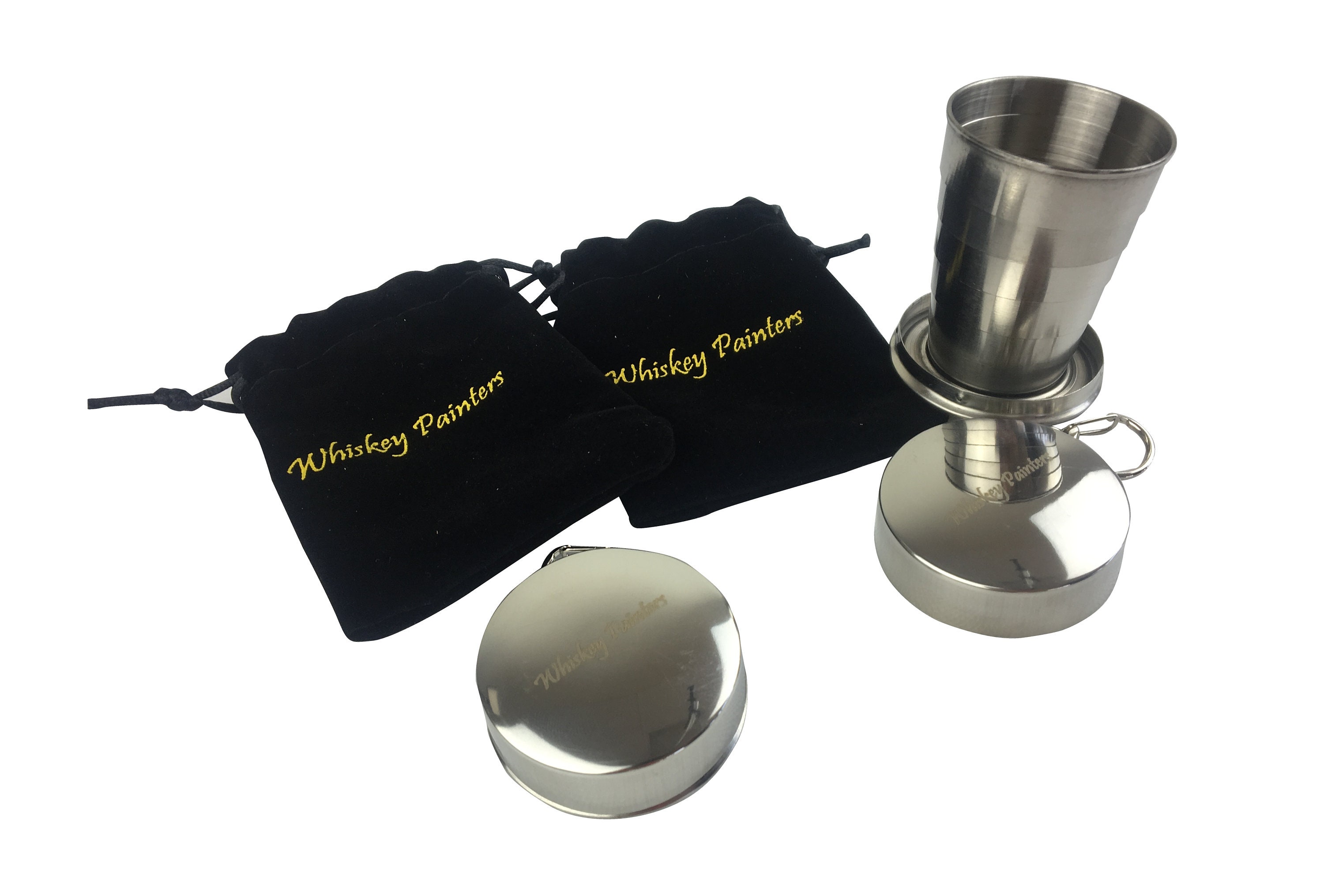 NEW Original Whiskey Painters Folding Stainless Steel Cup for Watercolor on  the Go Portable Key Chain Compact 2 Free Water Brush 