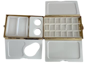 Handmade Brass Watercolor Palette Box: Travel Size with Flask, Whiskey painters edition