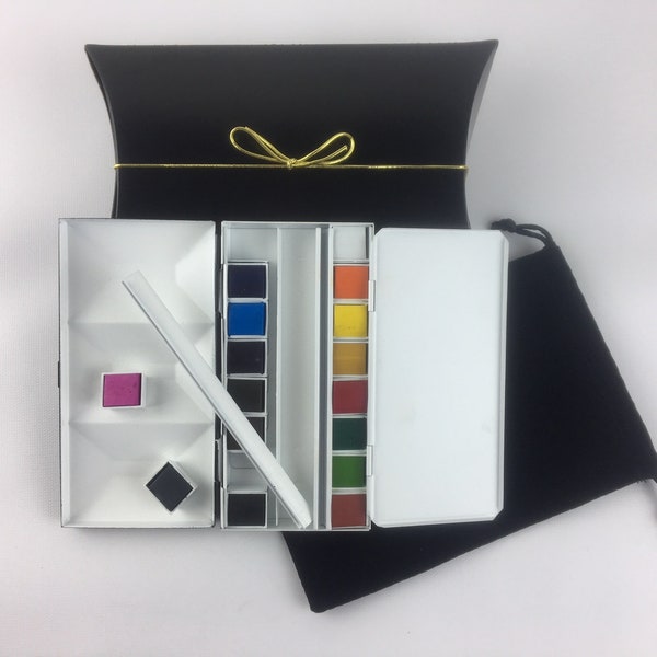 Artist watercolor travel paint palette box "Dolce" Whiskey Painters 16 half pan, travel size ,Made in Italy.