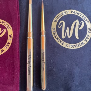 Juego de pinceles de acuarela plegables en miniatura, 2 de bolsillo redondos, color whisky, se adapta a todas las paletas, perfecto para viajar y dibujar.
