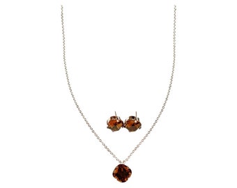 Smoked Topaz Swarovski Jewelry Set, Gifts For Her, Women Accessories, Women Jewelry, Swarovski Jewelry Set