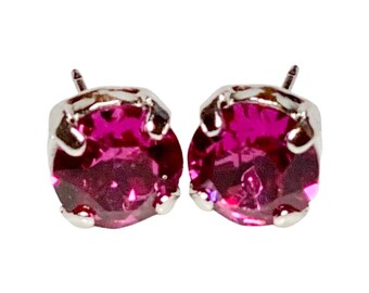 Fuchsia Swarovski Crystal Stud Earrings, Gifts For Women, Women Accessories, Women Jewelry