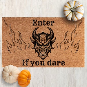 Enter if You Dare Mat, Halloween doormat, Horror Halloween Door mat, Halloween front door decor, Gothic Doormat, Halloween Welcome Mat