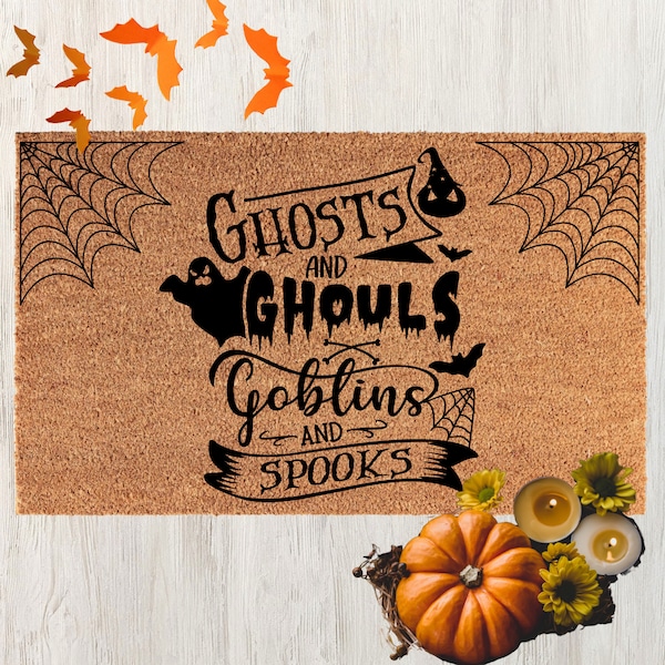 Ghost and Ghouls Goblins and Spooks Mat, Halloween doormat, Ghost Door mat, Halloween door decor, funny doormat, Halloween Welcome Mat