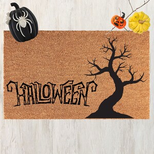 Halloween Spooky Tree Doormat, Halloween Door mat, Halloween decor, Gothic Mat, funny doormat, Halloween Welcome Mat,