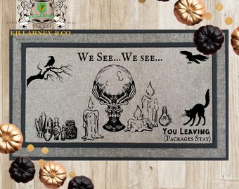 Fortune Teller Halloween Doormat, Gothic Crystal Ball Decor
