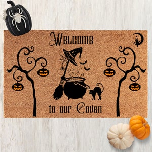 Welcome to our Coven Mat, Witch Mat, Halloween Doormat, Halloween decor, Witch Decor, Halloween front door decor, Halloween Welcome Mat