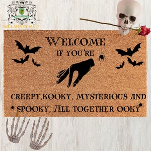 Addams family doormat, They&#39;re Creepy Kooky Doormat, Addams Family Decor,  Inspired