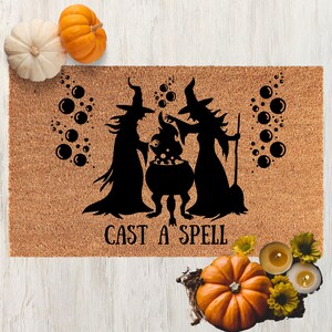 Cast A Spell Doormat, Witch Halloween Doormat, Halloween Door mat, Halloween Witchy Decor, Halloween front door decor, Halloween Welcome Mat