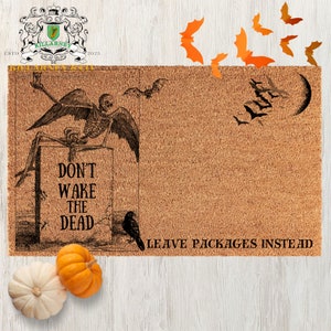 Halloween Doormat, Don&#39;t Wake The Dead Mat, Halloween decor, Gothic Mat, Halloween front door decor, funny door mat, Skeleton Welcome Mat