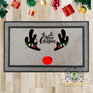 Merry Christmas Reindeer Doormat- Holiday Mat- Christmas Door Decor- Santa Doormat- Holiday Decor- Christmas Holiday Gift- Cute Holiday Mat