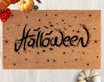 Spooky Bat Coir Halloween Doormat, Front Door Decor