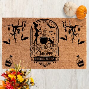 Apothecary Shoppe Mat, Witch Mat, Halloween Doormat, Halloween decor, Witch Home Decor, Halloween front door decor, Halloween Welcome Mat