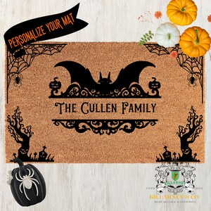 Personalized Gothic Bat Halloween Doormat, Halloween Decor, Bat Doormat, Gothic Decor, Vampire Doormat, Custom Mat
