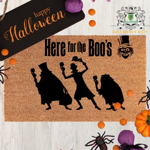Here For The Boos, Haunted Mansion Decor, Disney Haunted Mansion Doormat, Hitchhiking Ghost, Welcome Foolish Mortals Decoration,