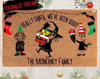 Personalized Lock Shock Barrel Christmas Coir Doormat