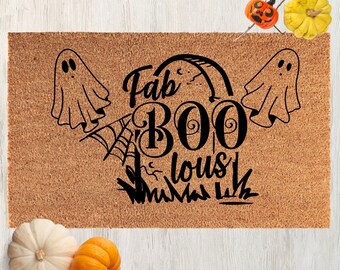 Fab Boo Lous Ghost Coir Doormat, Halloween Welcome Mat