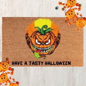 Tasty Halloween doormat, Spooky Pumpkin Halloween Door mat, Halloween decor, funny doormat, Halloween Welcome Mat, Horror Mat, Gothic Mat