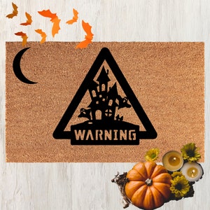 Haunted House Warning Doormat, Halloween doormat, Haunted Decor, Halloween Door mat, Halloween decor, funny doormat, Halloween Welcome Mat