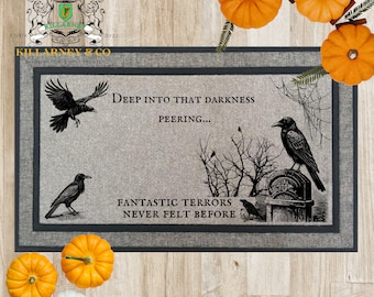 The Raven Deep Into Darkness Doormat, Edgar Allen Poe inspired