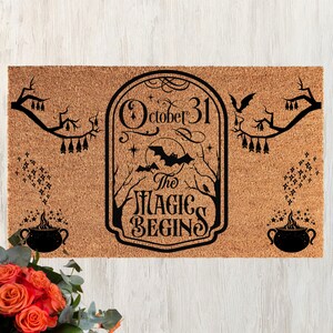 Halloween Magic Begins Mat, Gothic Doormat, Halloween Doormat, Halloween Wedding, Gothic Wedding, Halloween Door decor, Gothic Anniversary,